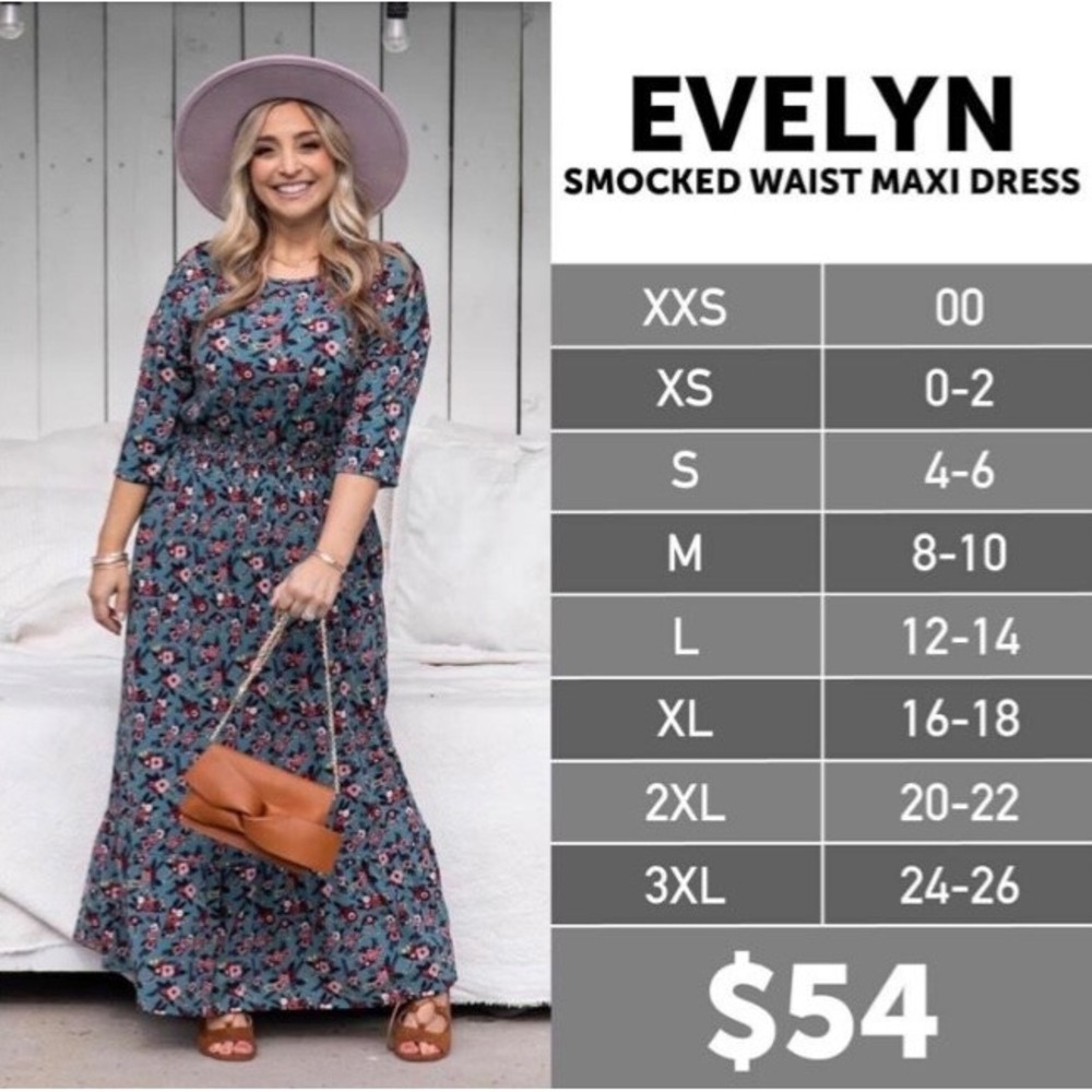 LuLaRoe Evelyn Smocked Waist Maxi Dress 2XL Black Floral Tiered Pockets NWT - Picture 4 of 8